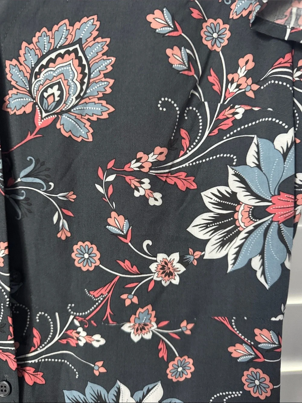 NWOT LOFT DARK GRAY Mini Dress with Pink & Blue Floral Print - Picture 2 of 8